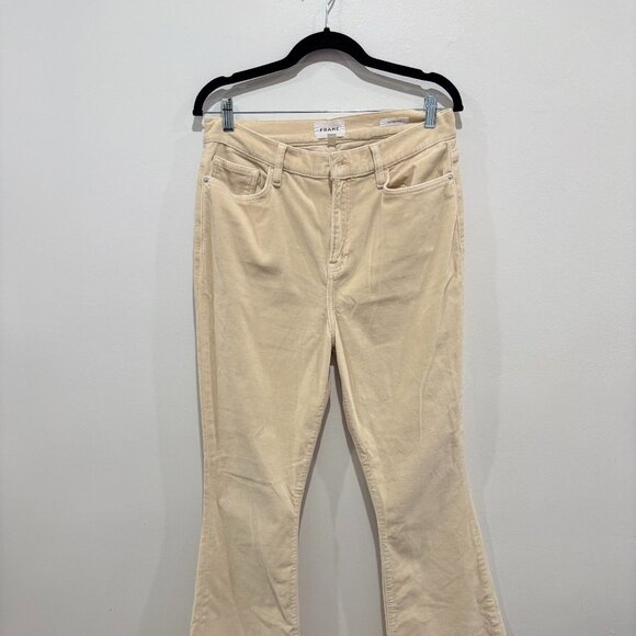 FRAME Le High Flare Velvet Pants Size 31 Neutral Beige High Rise Flared Jeans - Picture 7 of 7